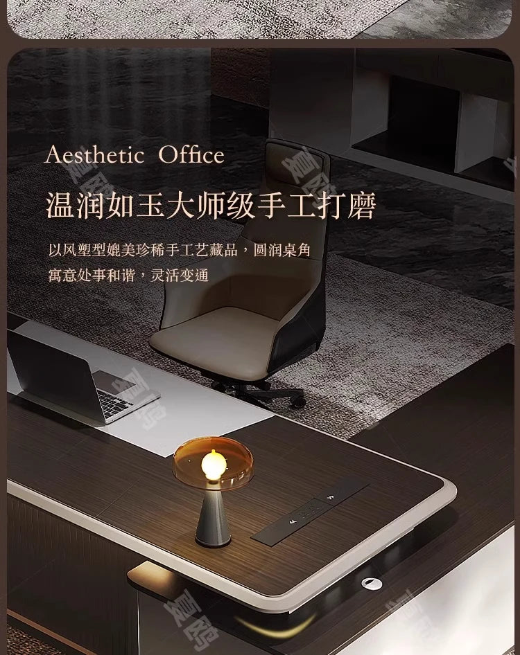 High Quality Light LuxuryOffice Desk Boss L Shaped Work Manager Computer Desks Executive Shelf Escritorio Oficina Furniture