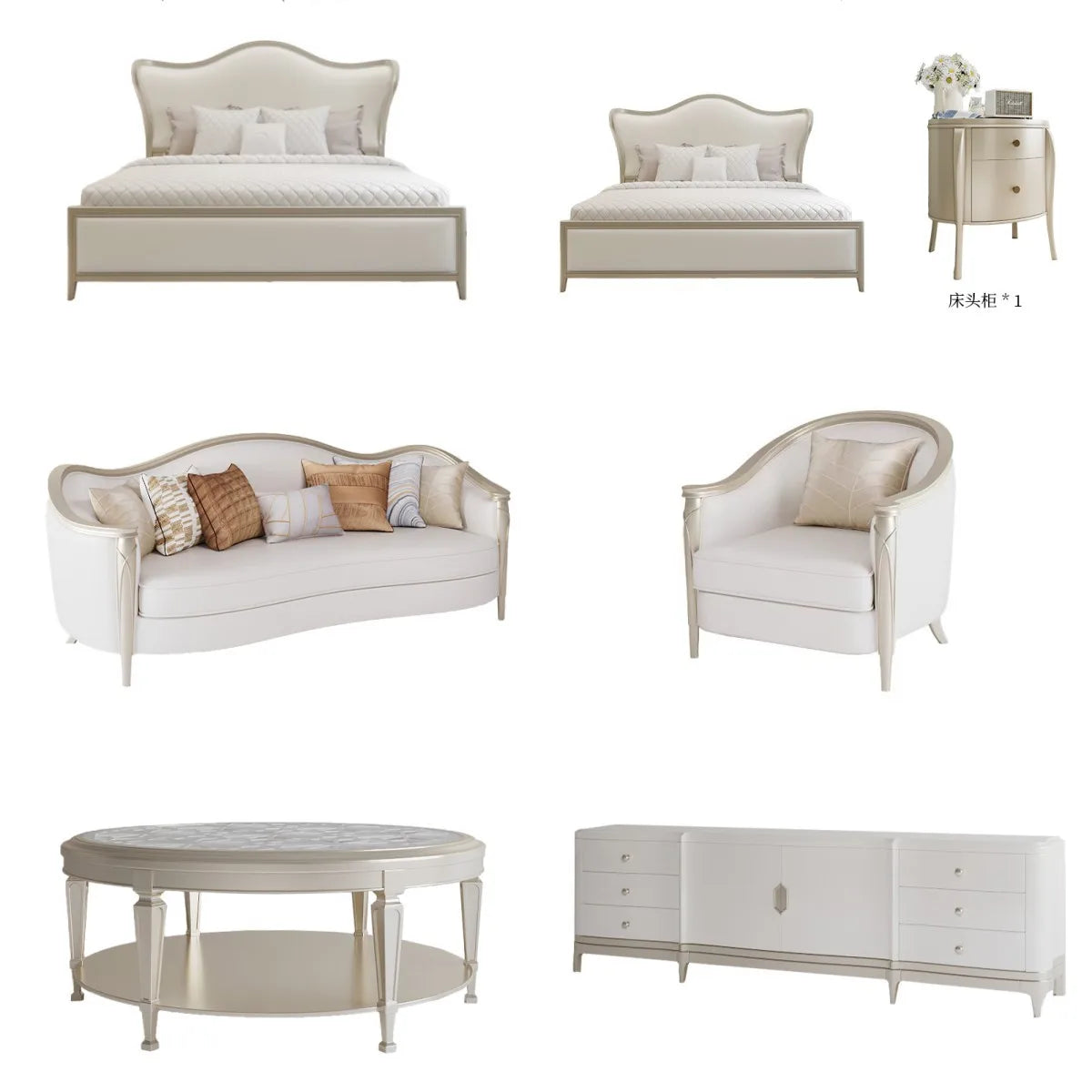 Modern Solid Wood Sofa Living Room Curved Sofa Couch Combination European Sofa Set Furniture for Home Wedding Hotel