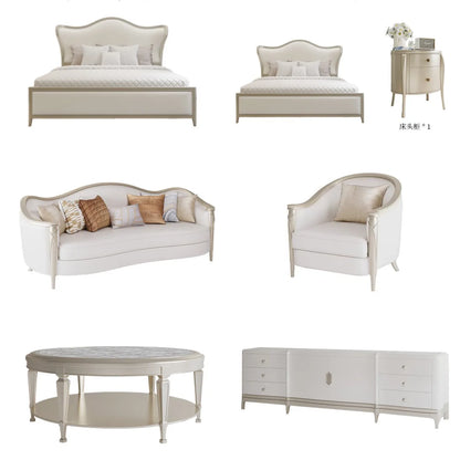 Modern Solid Wood Sofa Living Room Curved Sofa Couch Combination European Sofa Set Furniture for Home Wedding Hotel