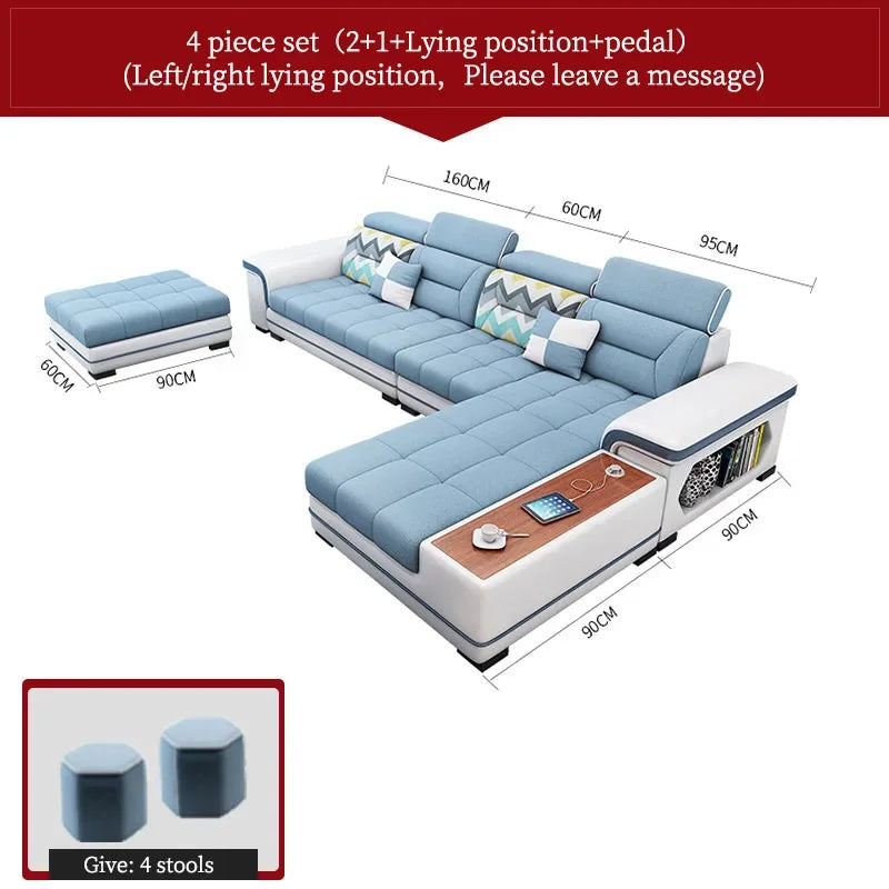 For living room minimalist modern large unit furniture set combination cotton and linen 2024 new technology fabric sofa