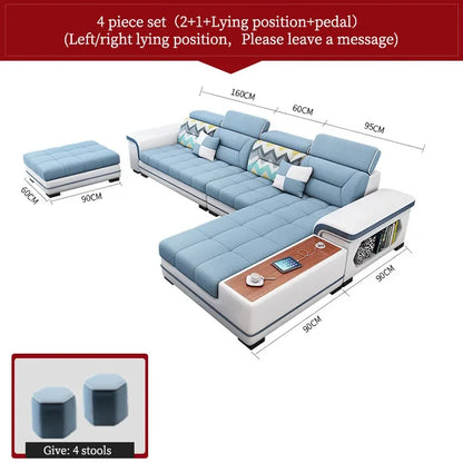 For living room minimalist modern large unit furniture set combination cotton and linen 2024 new technology fabric sofa