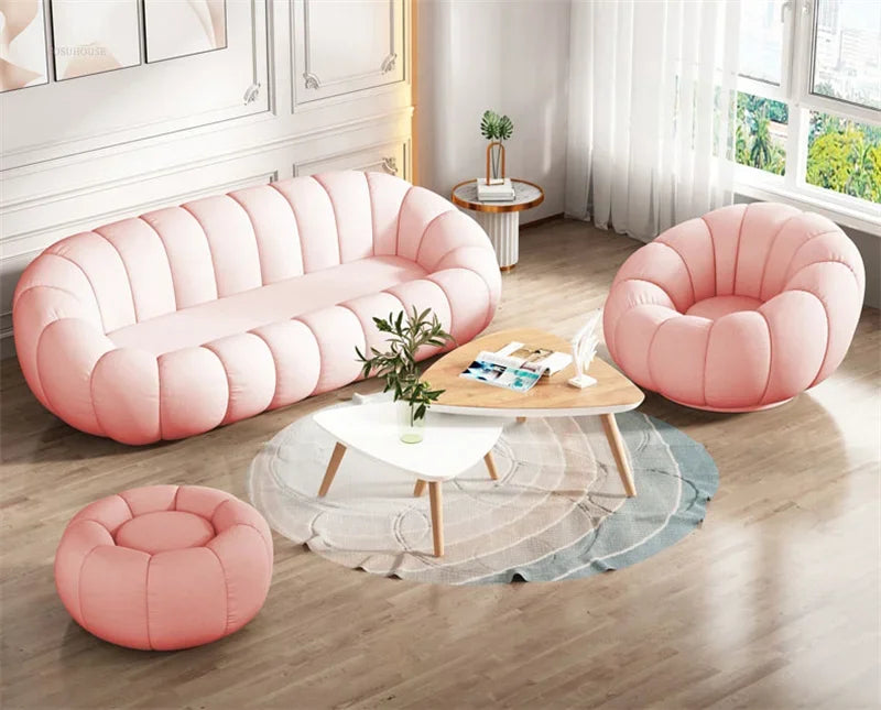 Modern Living Room Sofa Lambswool Pumpkin Sofa Chair Creative Home Balcony Swivel Lounge Chair Fitting Room Bedroom Single Sofas