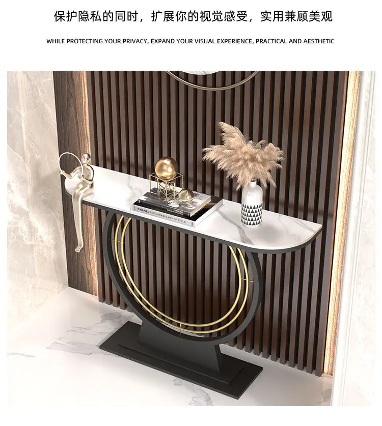 Light luxury entrance table, modern simple narrow case against the wall, aisle corridor decoration, golden end view table, entra