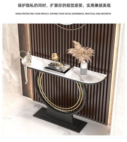 Light luxury entrance table, modern simple narrow case against the wall, aisle corridor decoration, golden end view table, entra