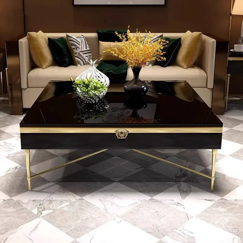 High fashion coffee table living room square paint glass square coffee table