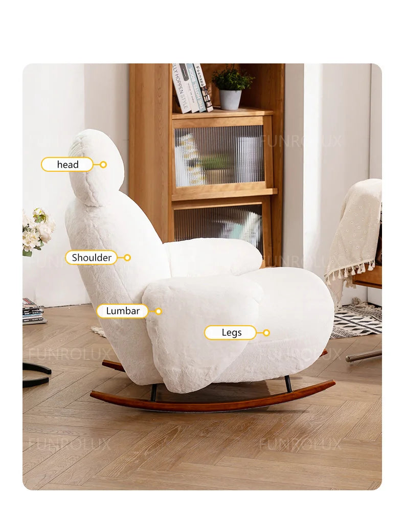 Simple Leisure Chair Great White Rocking Chair Living Room Small Sofa Hotel Club Leisure Chair Study Chair Living Room Chair