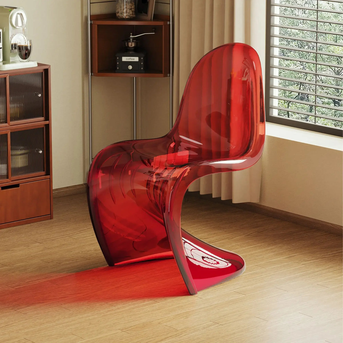 Elegant Clear Plastic Chair with Acrylic Backrest for Living Room Dining Stylish S Shaped Transparent Plastic Dining Stool