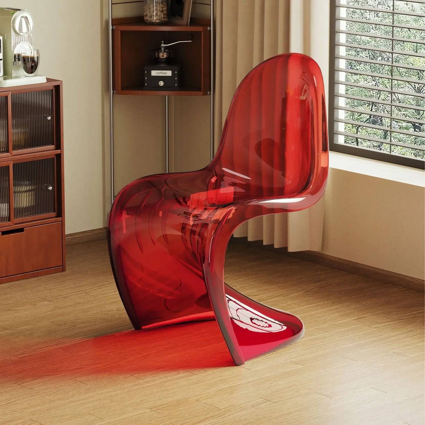 Elegant Clear Plastic Chair with Acrylic Backrest for Living Room Dining Stylish S Shaped Transparent Plastic Dining Stool