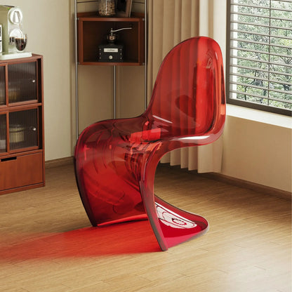 Elegant Clear Plastic Chair with Acrylic Backrest for Living Room Dining Stylish S Shaped Transparent Plastic Dining Stool