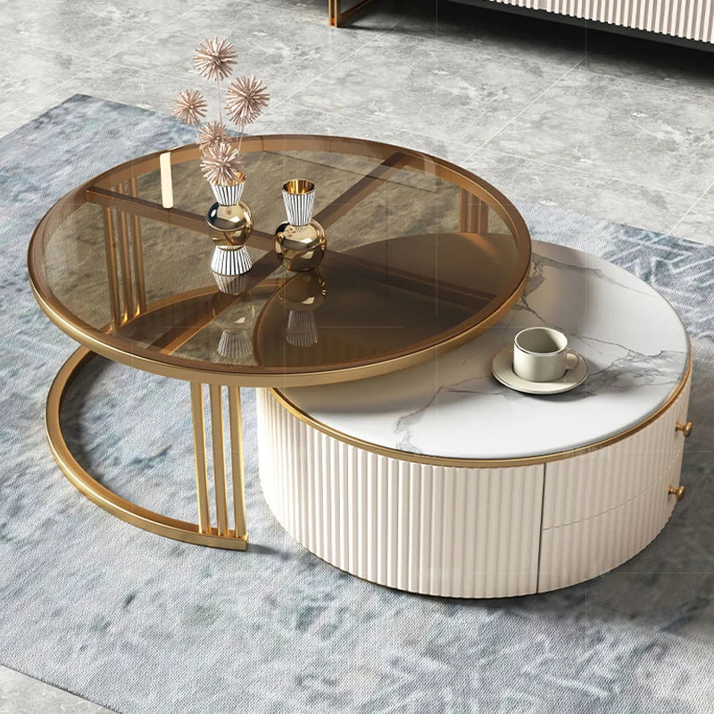 Commercial Rock Board Light Luxury And Simple Modern Small Unit Living Room Glass Coffee Table Table