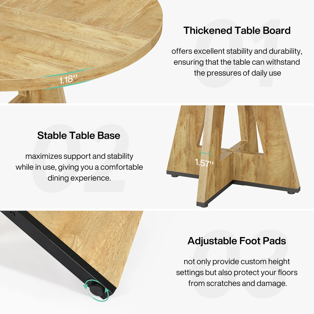 Tribesigns Round Dining Table for 4, 47 Inch Farmhouse Kitchen Table Small Dinner Table Kitchen Dinning Table for Dining Room