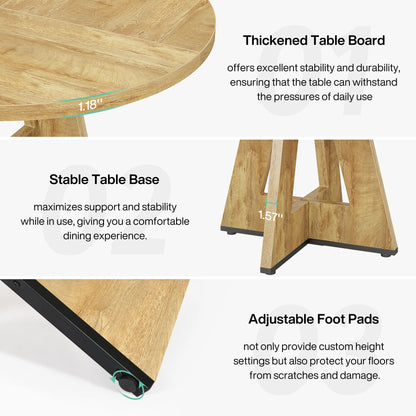 Tribesigns Round Dining Table for 4, 47 Inch Farmhouse Kitchen Table Small Dinner Table Kitchen Dinning Table for Dining Room