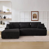 L-Shaped 106 Deep Seated Cloud Sectional Sofa with Chaise, Comfortable Corduroy, Oversized Living Room Couch, No Assembly Needed