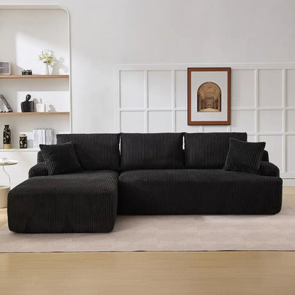 L-Shaped 106 Cloud Sectional Sofa with Chaise, Deep Seating, Upholstered for Living Room or Bedroom, Black, Ready to Use