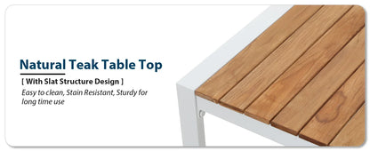 Patio Furniture Set 5 Pieces with Teak Coffee Table & Cushion, Outdoor Patio Furniture Sectional Patio Sofa