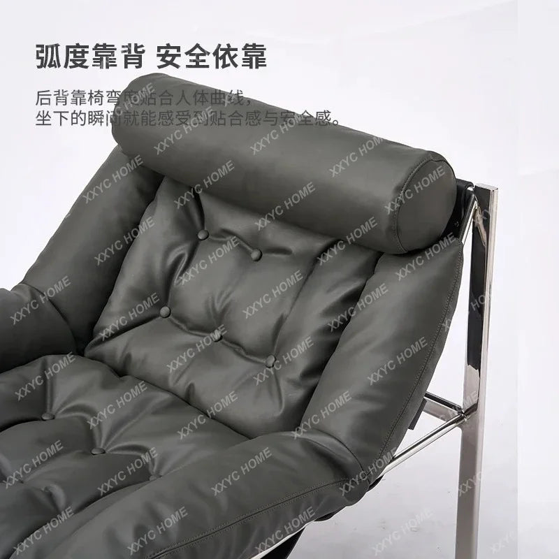A Italian minimalist leisure chair premium stainless steel retro single sofa chair