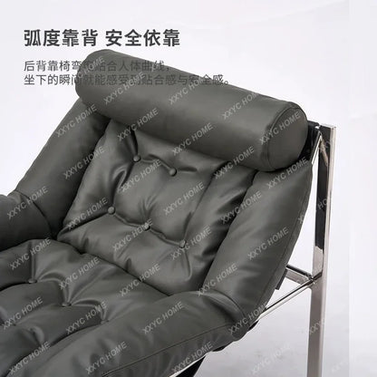 A Italian minimalist leisure chair premium stainless steel retro single sofa chair