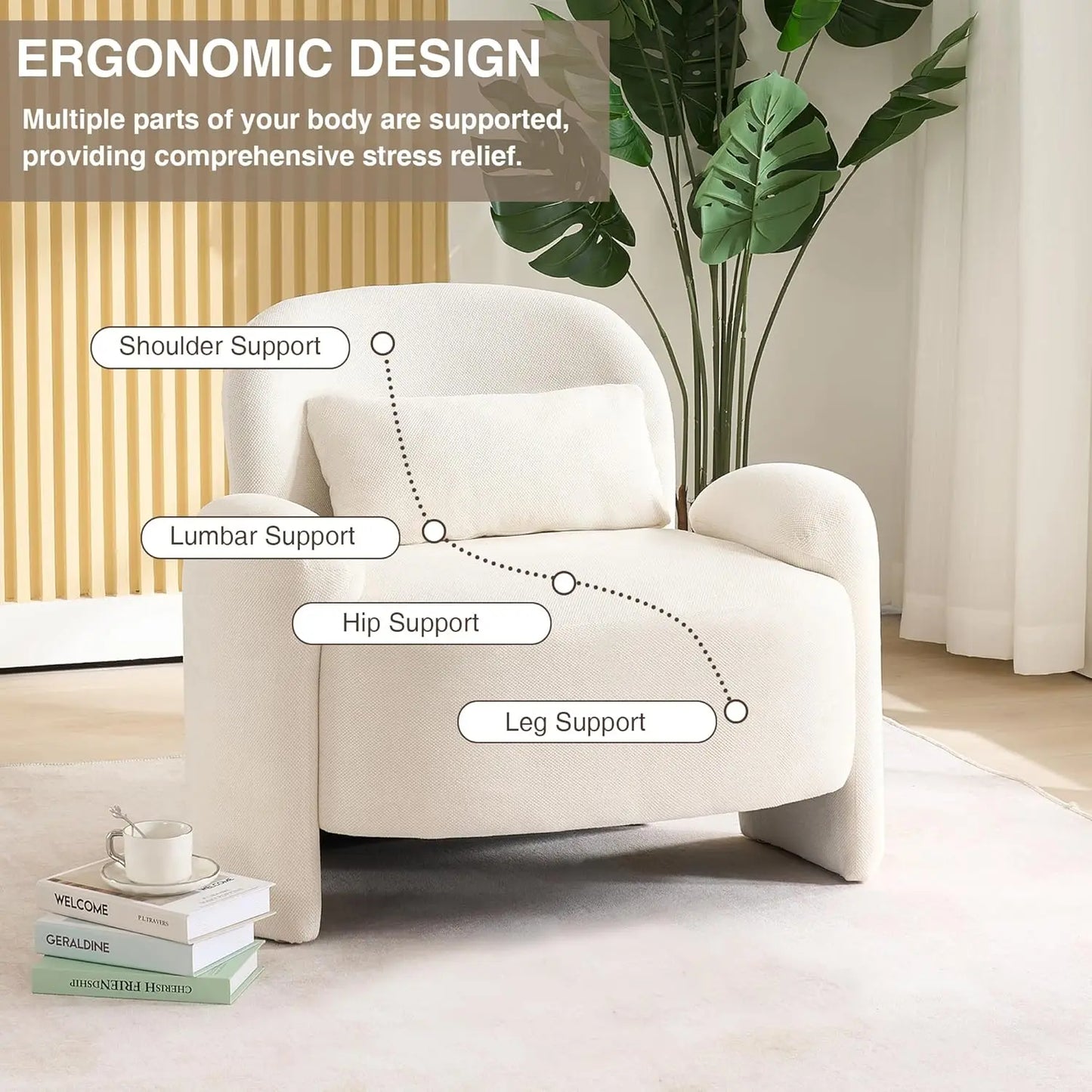 Oversized Accent Chair, Modern Linen Fabric Lounge Armchair for Living Room, Upholstered Comfy Reading Single Sofa, Customized