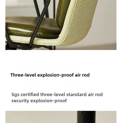 Comfortable Genuine Leather Chair Steel-Legged Adjustable Swivel Seat Ergonomic Desk Chair for Prolonged Sitting