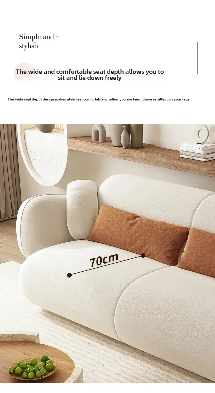 White Technology Cloth Sofa Set Modern King Size Foam Sponge Tatami Couch Large Reading Design Soft Big Bank Bedroom Furniture