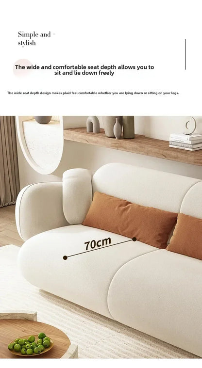 White Technology Cloth Sofa Set Modern King Size Foam Sponge Tatami Couch Large Reading Design Soft Big Bank Bedroom Furniture