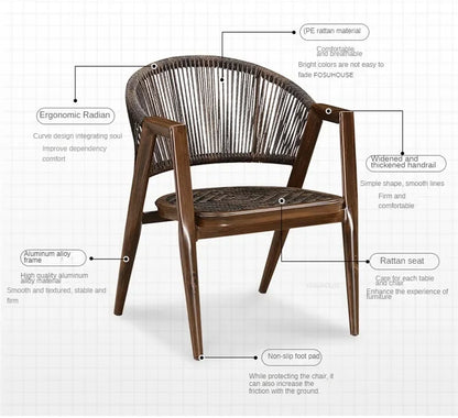 Waterproof and Sun-proof Garden Outdoor Chairs Leisure Outdoor Furniture Aluminum Alloy Chair Modern Patio Balcony Table Chairs