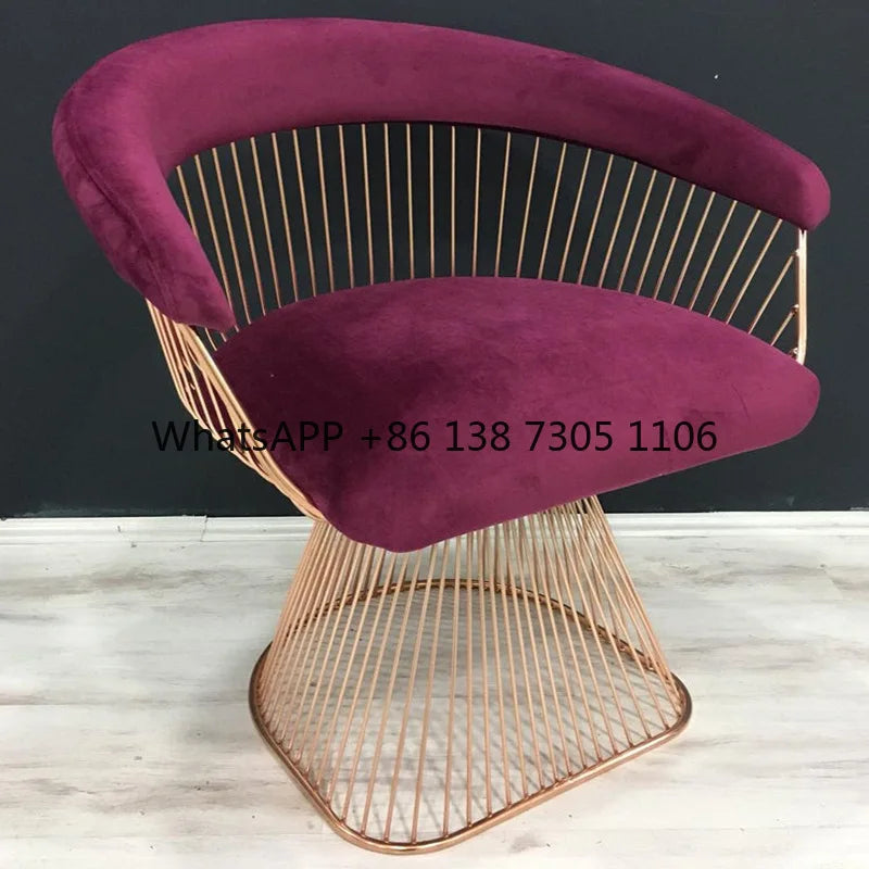 High-end stainless steel dining chair single sofa chair designer home living room wrought iron balcony