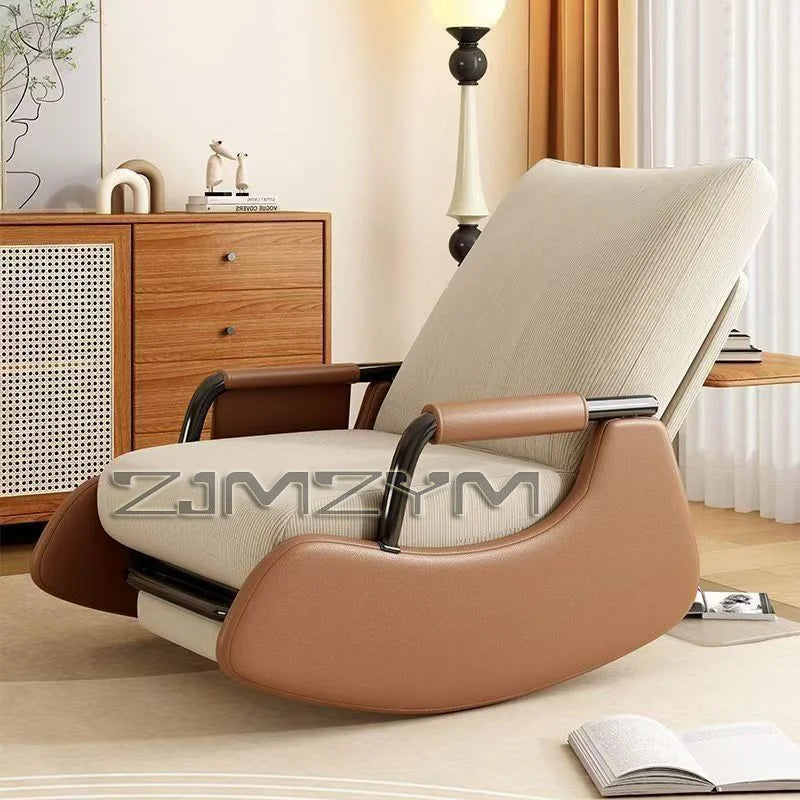 Folding Reclining Chair for Adults Lazy Sofa Office Nap Chair Balcony Household Rocking Chair Comfortable Lunch Break Seat