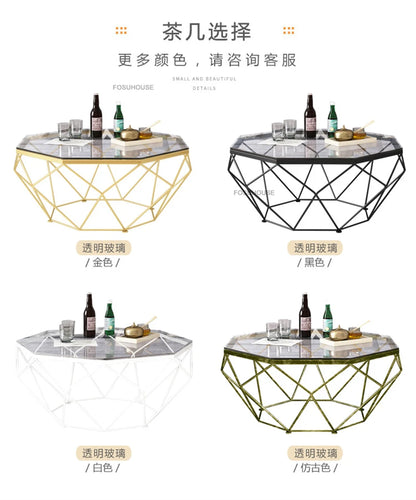 Nordic Light Luxury Tempered Glass Coffee Tables Small Apartment Sofa Side Table Simple Iron Corner Table Living Room Furniture