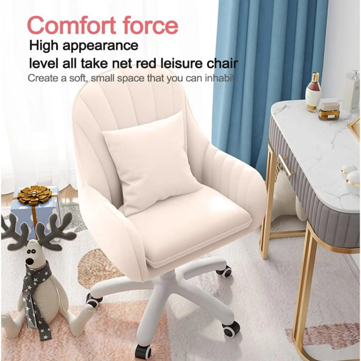 Modern Velvet Swivel Office Chair with Adjustable Height and Ergonomic Design Elegant Velvet Office Chair with Swivel Base