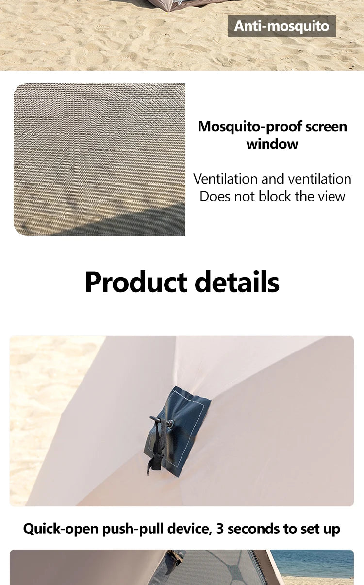 2-4 Person Camping Tent Quick Setup, Waterproof Windproof Sun Protection, Lightweight Portable for Beach Hiking, 210D Oxford