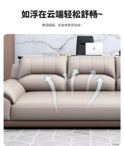 Leather latex office sofa, piano key combination sofa