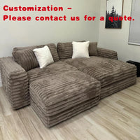 custom.ATUNUS American Corduroy Plush Sectional Sofa Couch Set Compression Fabric Living Room Sofa