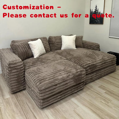custom.ATUNUS American Corduroy Plush Sectional Sofa Couch Set Compression Fabric Living Room Sofa
