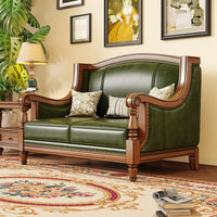 American leather sofa solid wood retro sofa 123 combination first layer cowhide living room villa