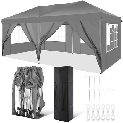 10x20FT Pop Up Canopy Tent with Removable Sidewalls Waterproof Commercial Instant Shelter Outdoor Gazebo Party Tent Protable Canopy Tents for Parties with Carry Bag