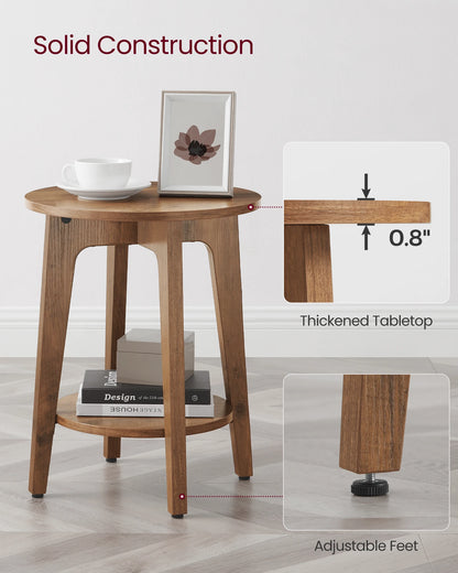 VASAGLE Side Table, Small Round End Table with Lower Shelf, Nightstand for Small Spaces, Living Room, Bedroom