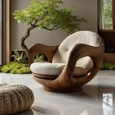 A Customizable Modern Unique Shaped Leisure Chair Minimalist Design Accent Chair Solid Wood Armchair For Home Hotel