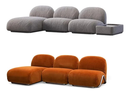 Single sofa antique living room stainless steel fabric curved sofa customization