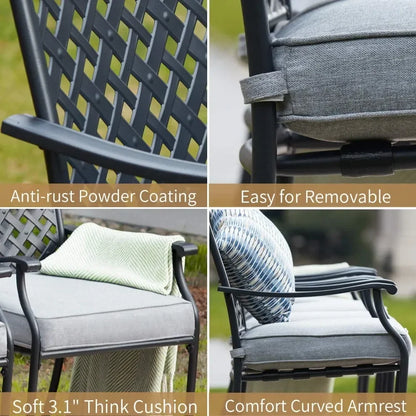 Metal Dining Chair Indoor Outdoor Use Patio Dinning Chairs Set,Dining Bistro Cafe Side Metal Chairs Set of 4 with Arms and Seat