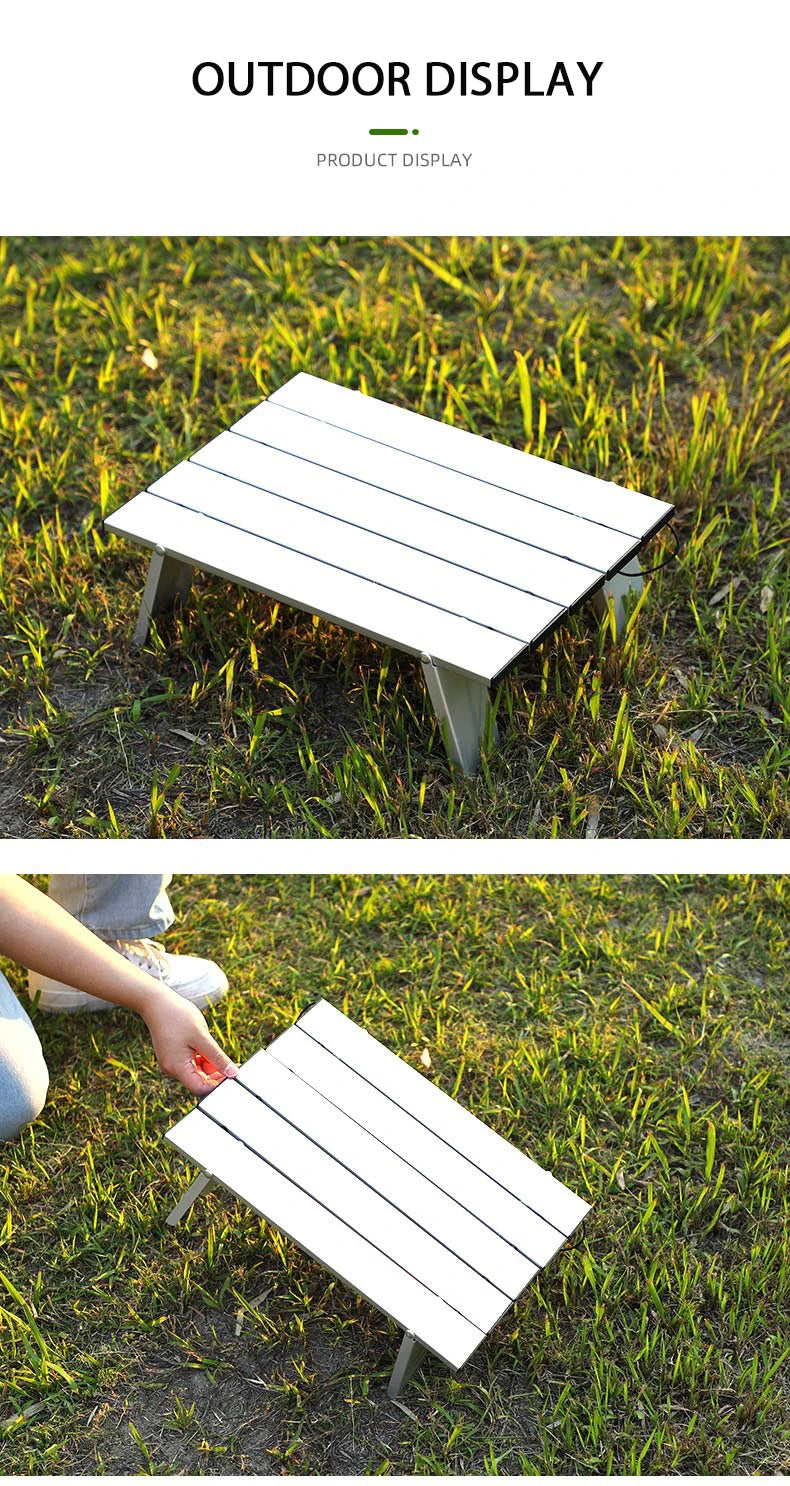 WESTTUNE Lightweight Roll Table Mini Folding Backpacking Fishing Picnic BBQ Outdoor Table Aluminum Living Room Dining Table