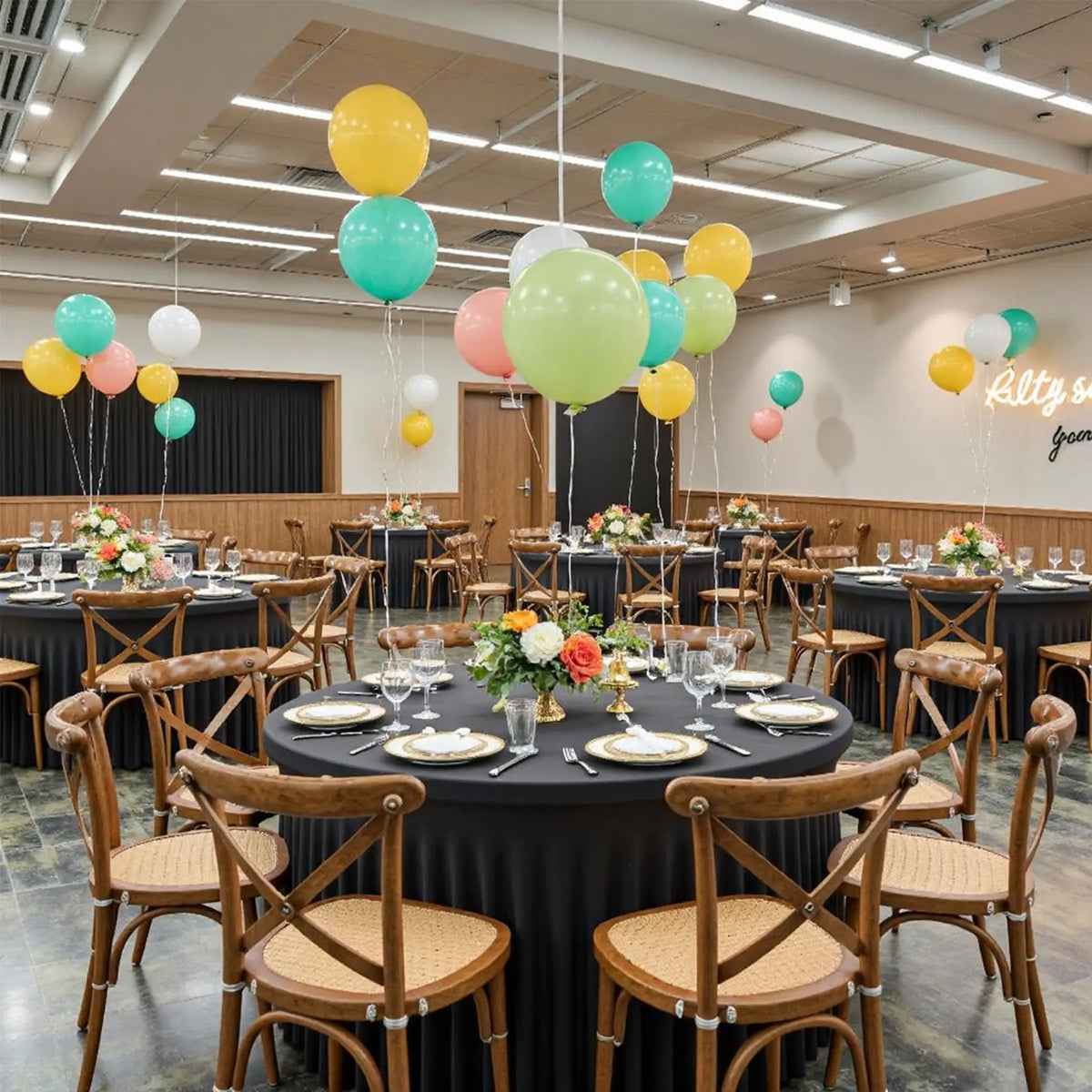 5ft 6ft Elastic Ruffled Round Spandex Table Cover,Stretch Skirt Table Cloth for Wedding Party Dinning Banquet Event Hotel