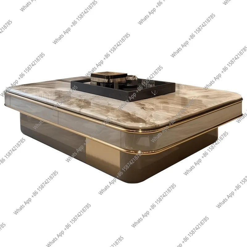New High-end Marble Coffee Table Villa Large Flat Floor Living Room Home Designer Model Tea Table with Drawers