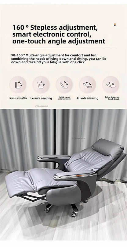 Nordic Leather Executive Computer Armchair Electric Reclining Office Chairs European Bedroom Furniture Home Ergonomic Desk Chair