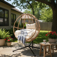 Outdoor Balcony Egg Swing Chair with Cushion for Patio Relaxation