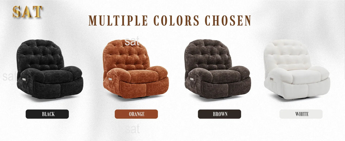 Oversized Swivel Recliner Chair, Comfortable Soft Shell Shaped Recliner with  Ports and Storage for Living Room