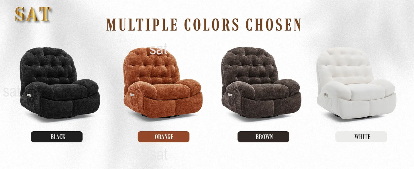 Oversized Swivel Recliner Chair, Comfortable Soft Shell Shaped Recliner with  Ports and Storage for Living Room
