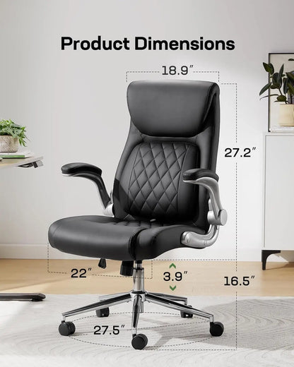 Ergonomic Office Chair with Lumbar Support, Adjustable Height & Flip-up Arms - Black