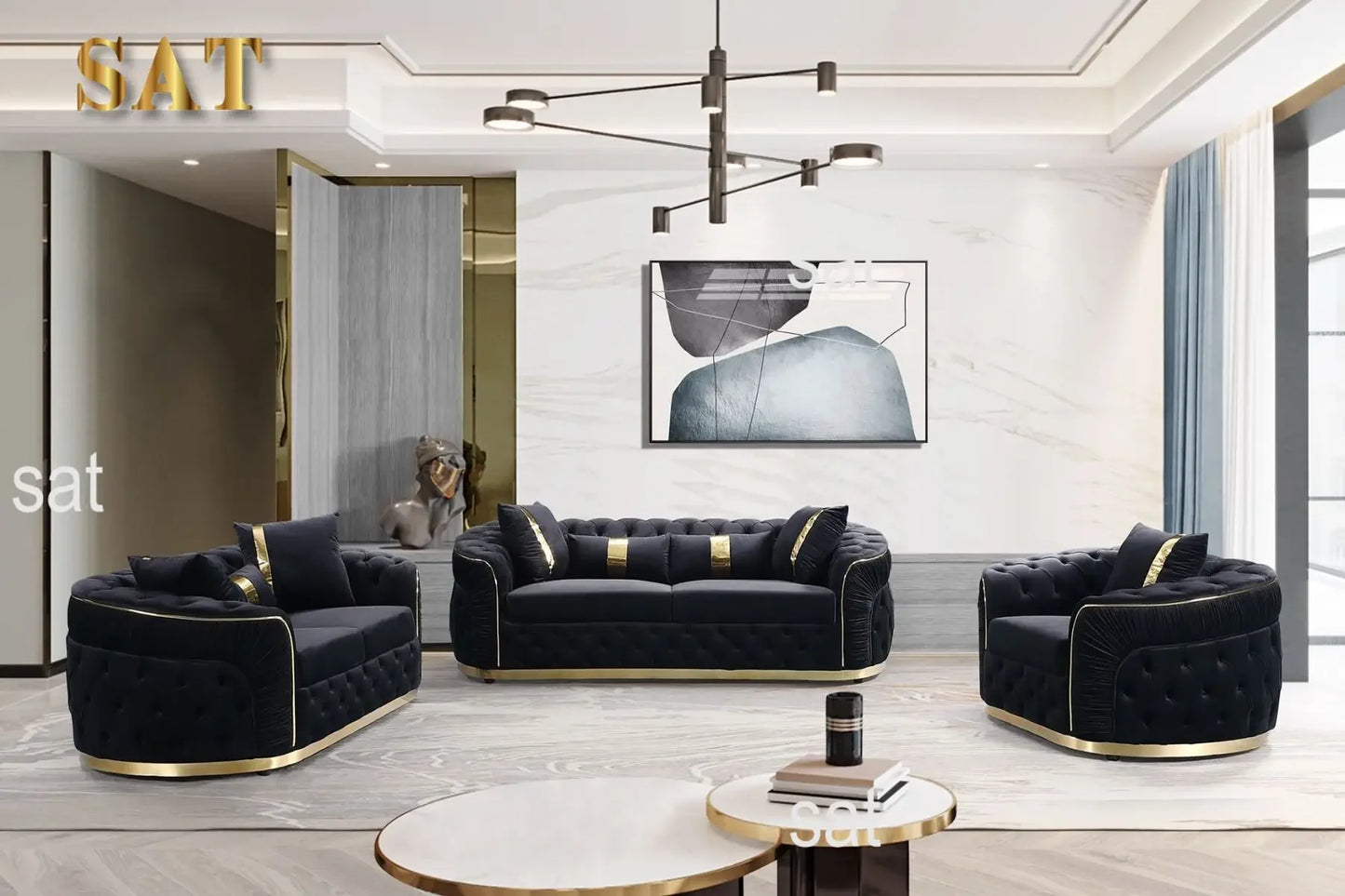 Machine High Quality Luxury Living Room Sofa Set Gold Stainless Steel Lounge Sofa Velvet 2-3 Seater Couch