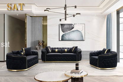 Machine High Quality Luxury Living Room Sofa Set Gold Stainless Steel Lounge Sofa Velvet 2-3 Seater Couch